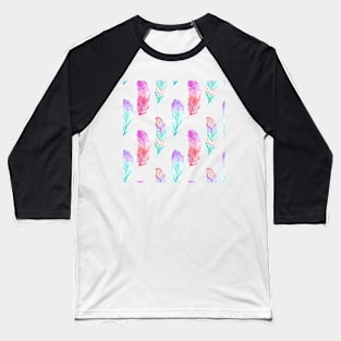 Pretty Pastel Watercolor Feathers Baseball T-Shirt